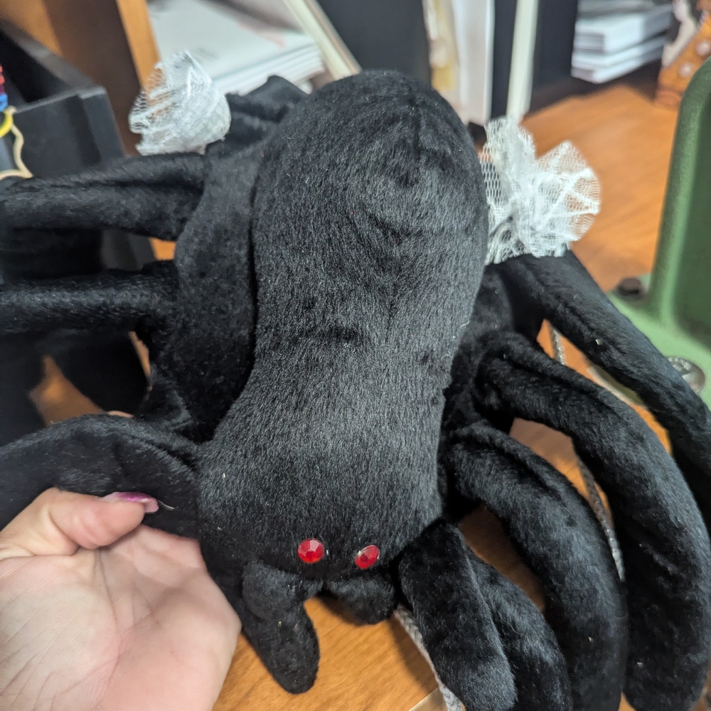 Black Plush Spider with Red Eyes